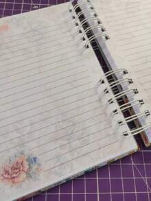 A5 Floral Pink And Blue Notebook Personalized With Initial Of The Alphabet - T - View 2
