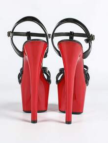 性感新款时尚夜店赛车模特钢管舞高跟防水厚底凉鞋 - 黑色 - 查看 5