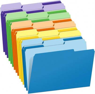 Two-Tone Color File Folders, 15 Pack Letter Size Folders With 5 Assorted Colors, 1\/3-Cut Tabs, School Office Supplies