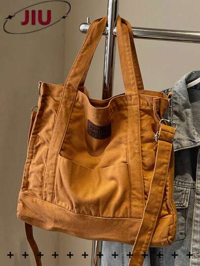 Retro-Style Canvas Tote Bags For Women, Simple Street Style Shoulder Bags, Shopping Handbags, Lightweight Crossbody Bags, Fashionable Hobo Bags, Large-Capacity Shopping Bags, Suitable For Teenage Girls, Women, College Students, Young Professionals And White-Collar Workers, Office, College, Work, Business, Commuting, Shopping, Dating, Outdoor Activities, Travel, Hiking, And As A Gift For Women.