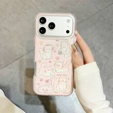A Hand-Drawn Pastel Cat Collage Phone Case, Pink Border Slim Shockproof Protective Cover Compatible With IPhone 17/17 Air/17 Pro/17 Pro Max/16/7/8/11/12/13/14/15/X/XR/Xs/Plus/Pro/Pro Max/SE2 - pink[0] - View 5