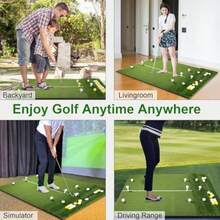 5x4ft Golf Mat with Ball Tray - Thickened Dual-Turf Golf Hitting Mat with Alignment Lines for Indoor and Outdoor Use Golf Practice Mat for Swing and Simulators and Chipping Training Ideal Gift for Golfers - Verde - Ver 8