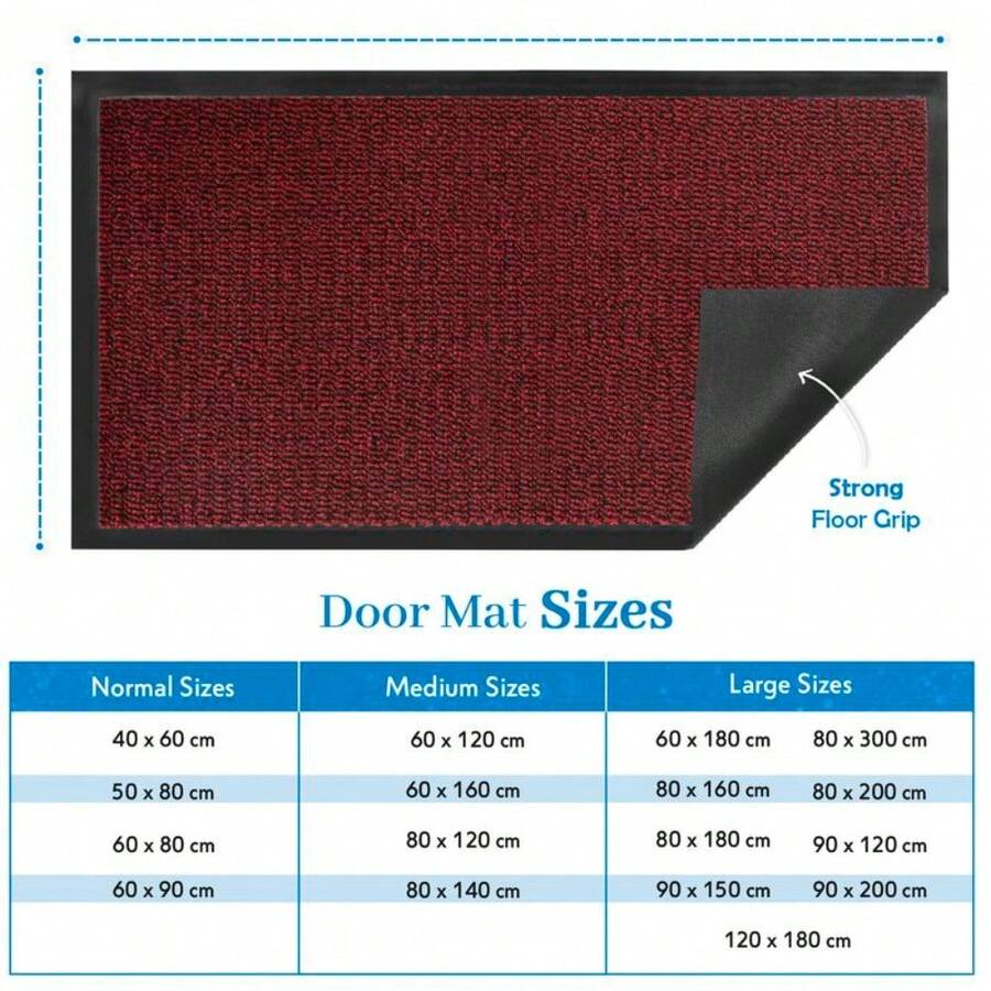 Washable Doormat Runner Non-Slip Rubber Backed Dirt Trapper Indoor Home Decor Rug - Red - View 1