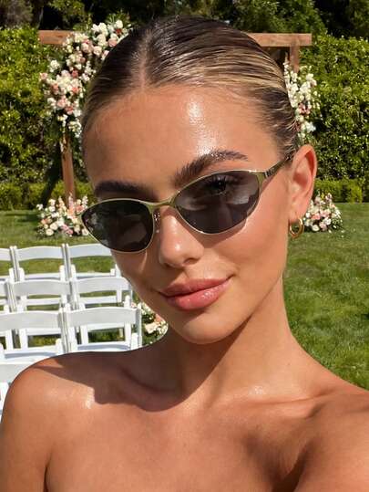 1 Pair Retro Small Frame Wrap-Around Fashion Glasses , Suitable For Daily Wear, Holiday Gifts And Vacation Outings, Filled With Vacation Vibe