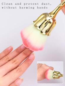 1/2支装专业玫瑰形指甲除尘刷，超柔软尼龙蓬松刷毛指甲清洁工具，多功能玫瑰指甲刷，指甲配件工具除尘刷 - 彩色 - 查看 6