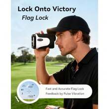 Golf Rangefinder with Slope 1200 Yards Laser Range Finder Golfing with External Screen Flag Pole Locking Vibration 6X Magnification Golf Accessories for Men - Blanco - Ver 7