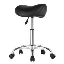 Taburete Giratorio de Altura Ajustable de 55-71 cm, Carga de 204 kg, Taburete de Trabajo, Silla de Montar Giratoria Ergonómica de Cuero de PU Engrosada para Salón Spa Clínica de Masaje, Negro - 55-71 centímetros - Ver 8