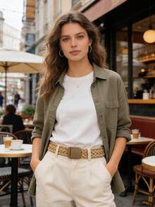 1/2/3件装方形扣环百搭时尚PU皮革女士腰带 - 腰帶 - 查看 2