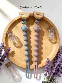 Personalized Silicone Pacifier Clip With Teddy Bear Design, Anti-Lost Chain, Ideal Gift For Baby Christening - Multicolor - View 4