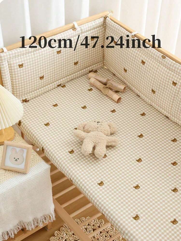 1pc One-Piece Crib Bumper, Newborn Baby Soothing Anti-Collision Cushion Bed Rail, Children Bed Guard, Infant Bed Fence And Bumper Fabric Cover, Protect Baby's Head From Collision, Baby Anti-Collision Pad - Multicolor - View 12