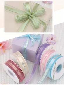 1PC Happy Birthday Ribbon, Pink Birthday Ribbon Used For Gift Packaging With Gold Foil Decorative Bow Packaging - Multicolor - View 9