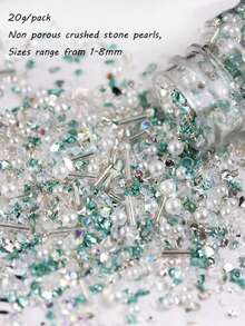 Serie azul Edición limitada de la atmósfera Estilo Ins Cuentas de arroz de vidrio Cuentas dispersas Pulsera y collar hechos a mano DIY a juego - Multicolor - Ver 32