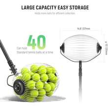 Tennis Ball Pickleball Collector Roller No Bending Over Quick Rolling Picker for Up to 40 Tennis Balls - TB04S (forma ovalada) - Ver 6