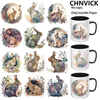 CHNVICK 12PCS/SET UV DTF Cup Wraps Style Self-Adhesive Sticker For Coffee Cups, Water Bottles, Home Decor, Laptops And Refrigerator DIY Crafts(Mug Not Included)