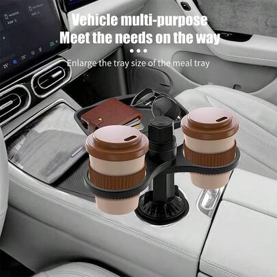  1pc Dolwao Rotatable Car Cup Holder Tray, Auto Drink Cup Holder, Beverage Coffee Holder, Expandable Car Cup Holder