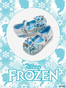 Disney 1 đôi giày công chúa có bản quyền, thích hợp cho việc đi lại hàng ngày và các hoạt động ngoài trời trong kỳ nghỉ, thoải mái, chống trơn trượt, thoáng khí (Giày bệt trẻ em, giày bé gái, giày công chúa, giày nữ hoàng) - Màu xanh nhạt - Xem 2