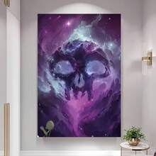 Framed 1pc Large Abstract Purple Pink Blue Wall Art Poster - Modern Space  With Deep Purple & Pink Nebula In Black Frame-Like Border,  ()  Design For Bedroom, Living Room, Office, Dorm Decor - Vibrant Cosmic Wall Decor In Deep Purple, Pink, Blue, Black & White - Easy To Hang With Adhesive Strips Included - Ideal Gift For Housewarming & Parties - Framed - 查看 1