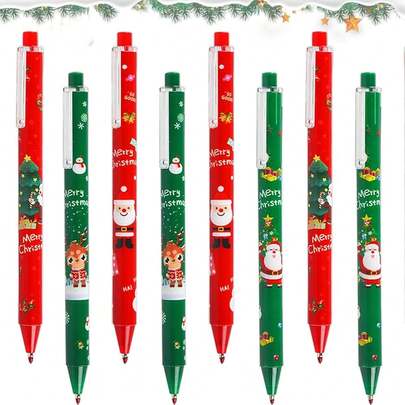 Weihnachten Kugelschreiber, 24 Stück Weihnachtskugelschreiber, Einziehbare Kugelschreiber, Gelschreiber Weihnachten, Nette Rollerball Kugelschreiber für Weihnachten Party Geschenk Büro Schulbedarf-7343