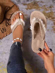 Dép xỏ ngón nữ thời trang, thanh lịch, cổ điển, chống trơn trượt, họa tiết da báo, thích hợp cho hoạt động ngoài trời, đi biển, mùa hè. - Lạc đà - Xem 5