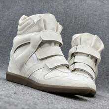 New Women's High-Top Sneakers (2026) | Invisible Height Enhancement | Thick Suede Sole | Slip-Resistant And Abrasion-Resistant Casual Shoes - 白色 - 查看 3