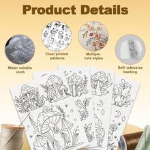 15片蘑菇图案刺绣稳定剂水溶性粘贴式缝纫纸，适合初学者手工缝纫 - 4ST+B - 查看 3