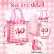 6/12pcs/Set Reusable Non-Woven Fabric Pink Bow Pattern Gift Bags, Suitable For Wedding, Birthday Party, Gifts, Mother's Day Preferred Packaging - Multicolor - View 4