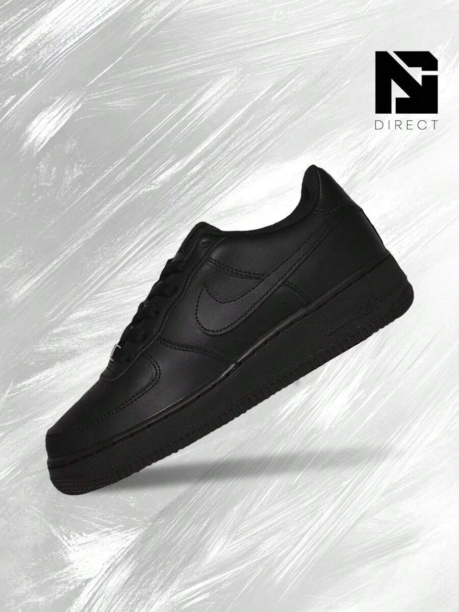 Air Force 1 Low Triple Black GS - Women's Lifestyle Sneakers – Shoes For Woman-Vintage-Spring & Summer-Inspired Running Shoes, Shock-Absorbing Comfort, Gym To Streetwear Casual Wear-Easter Gift– FV5951 001 - BLACK/BLACK - View 1