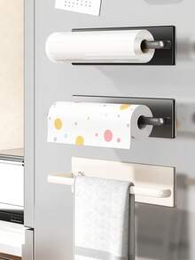 Giá đỡ khăn giấy nhà bếp từ tính, giá treo tường bên hông tủ lạnh, giá đựng đồ treo tủ, không cần khoan, dùng cho màng bọc thực phẩm và khăn giấy. - màu trắng sữa - Xem 7