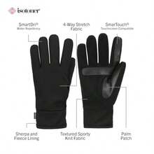 M's Tech Stretch Touchscre Texting Double Lined Cold Weather Gloves With Water Repellt Technology - Dark Charcoal Heather - View 2