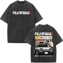 New Arrival Mens Clothes Tee Shirt Homme Anime  Drift AE86 Racing Car Takumi Fujiwara R34 Skyline GTR JDM Washed - màu đen - Xem 3