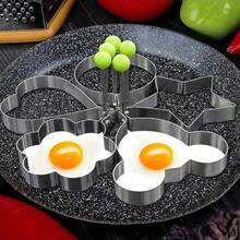 Juego de 1-5 moldes antiadherentes para huevos y panqueques - Metal con mangos de silicona, formas de corazón, estrella y ratón - Perfecto para el desayuno de los niños, hornear chocolate, fácil de limpiar y duradero - Multicolor - Ver 13