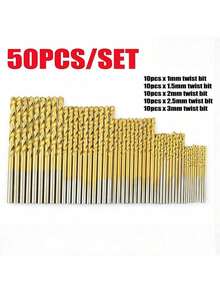50件/套 1-3mm 钛涂层麻花钻头 高速钢开孔器 木工金属塑料工具 电钻 - 麻花鑽 - 查看 3