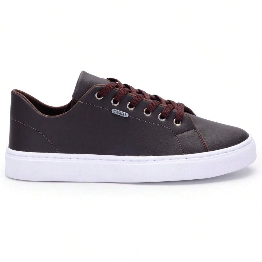 Basic Casual Sneakers With Eyelets, Lace-Up Closure, Perfect For Everyday Wear At Home, Office, Parties, And Vacations – Timeless. - Rust Brown - View 1