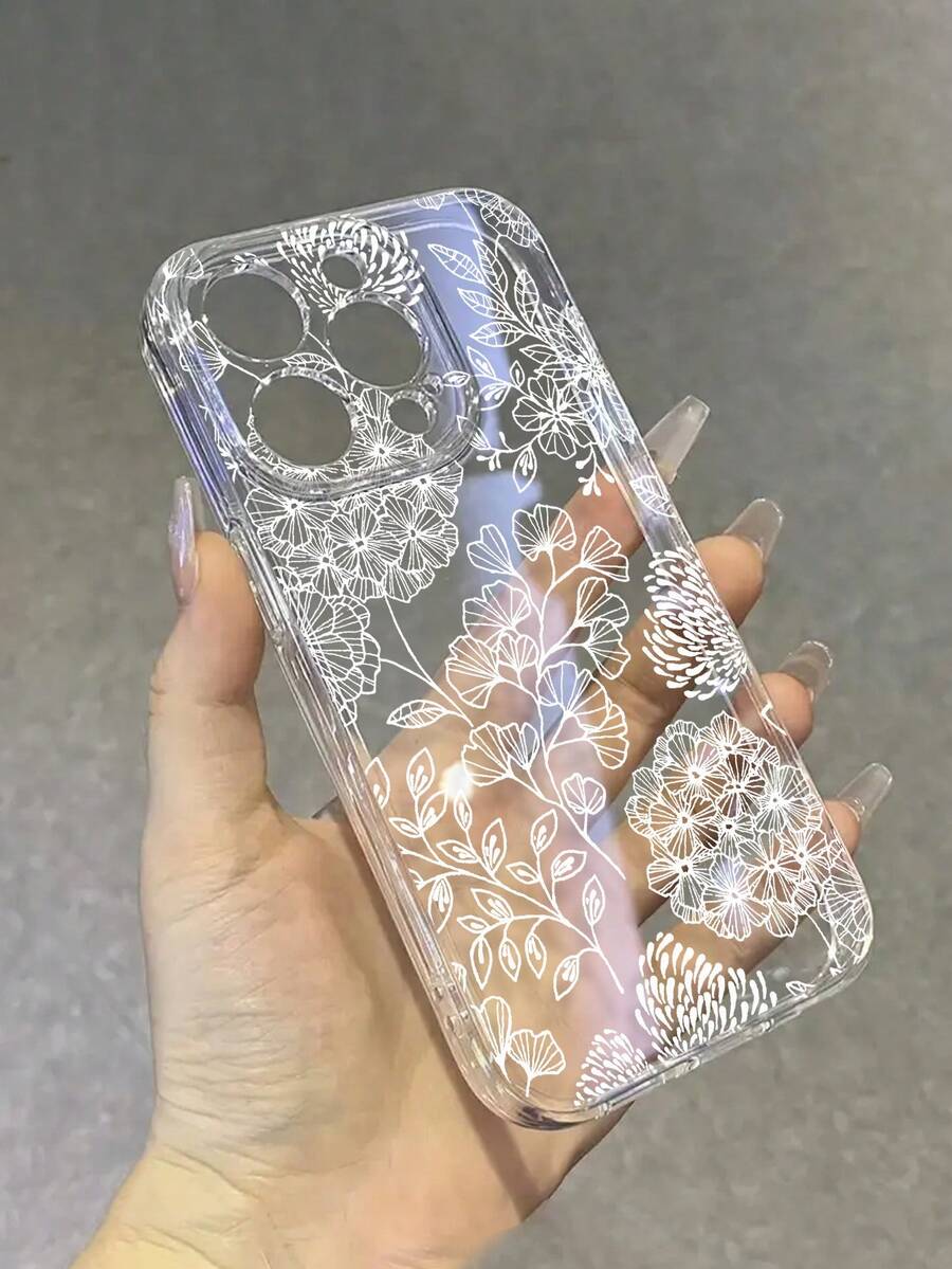 Ốp lưng điện thoại trong suốt, tối giản, chống rơi, họa tiết hoa, tương thích với iPhone 17/17 Pro, 16/15 XR/7/8, 16 Pro Max, 13/14 Pro Max, Galaxy, và Redmi 10/9/Note 9/12C/Note 11 Pro/Note 8 Pro/9C/9A - Nhiều màu - Xem 1