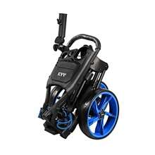 KVV 3 Wheel Golf Push Cart Ultra Lightweight Smallest Folding Size New-Version Scorecard Holder - Negro/Azul - Ver 8
