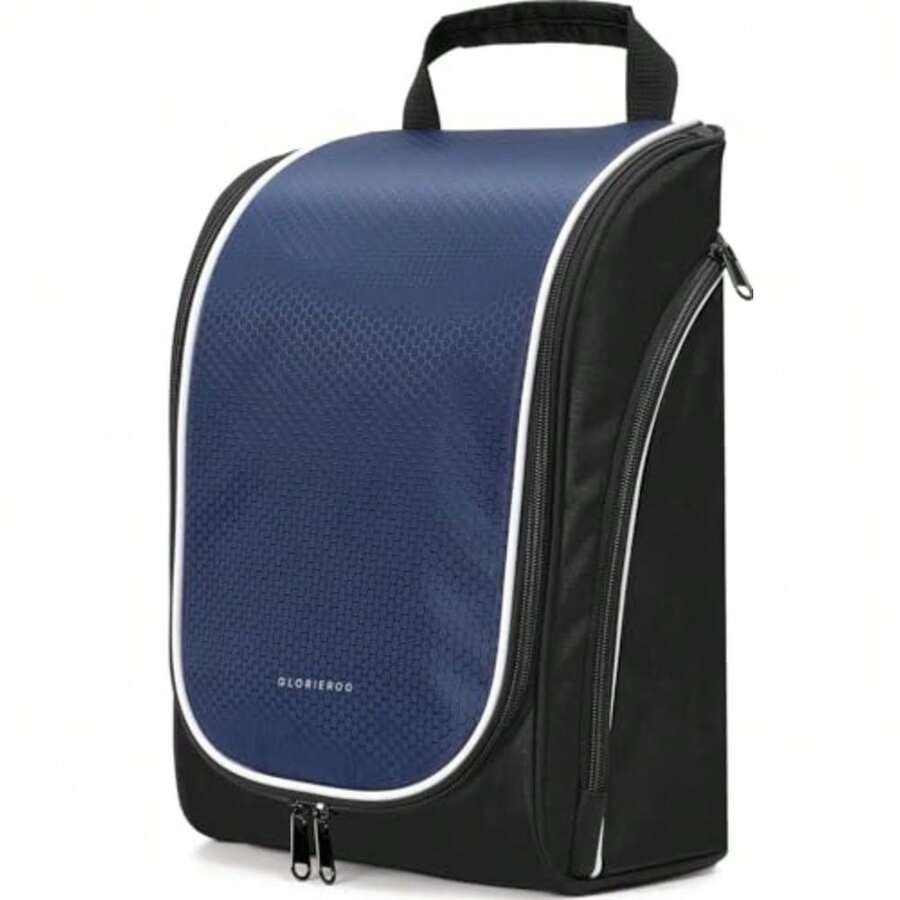 Smell Proof Shoe Cleat Bag for Travel Men - Golf Soccer Zippered Sport Shoe Carrier Bags with Ventilation and Side Pockets for Socks Tees Golf Balls; Golf Accessories Fathers Dad Day Gifts for Men - Azul - Ver 1