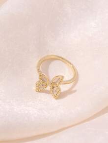 1枚蝴蝶形双环戒指，个性化设计，优雅指环，时尚独特的开口戒指 - 1pcs - 查看 4