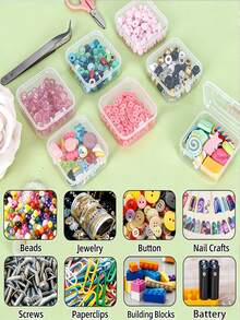 31pcs (30 Small Boxes + 1 Large Box) Craft Storage Boxes And Organizer, Transparent Plastic Containers - Suitable For Beads, Jewelry And Crafts, Durable Organizing Solution, Perfect Small Gift, Jewelry Box, Mini Square Containers For Storing Beads, Earrings, Small Crafts, Home Bedroom Accessory Box, Craft And Sewing Supplies Storage - Multicolor - View 6