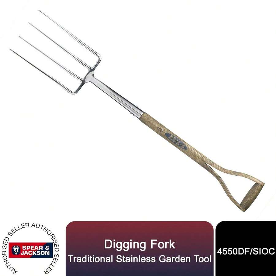 Spear & Jkson Digging Fork, Traditional Stainless Garden Tool - B - View 1