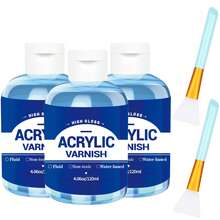 Acrylic Varnish 4.06oz/High Gloss And Matte Finish, Transparent, Fluid, Water-Based, Sealant For Art And Crafts - Blue - View 10