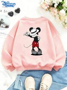 Disney Mickey Mouse "Dancing Mickey" Pink Pullover Sweatshirt, Double-Sided Design, Cozy Crewneck, Durable Fabric, Ideal For Fall & Winter, Cute & Stylish, Unisex - Hồng - Xem 3