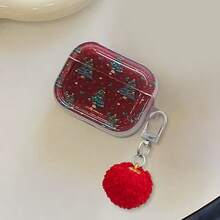 圣诞树图案保护壳，兼容苹果无线充电盒，防刮防摔 - 無色 - 查看 5