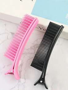 1pc Multi-Functional Hair Styling Clips, Suitable For Hair Salons, Non-Slip, Cute Minimalist Design, Available In Pink And Black - Multicolor - View 2