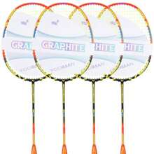 Graphite Badminton Racket Set - 4 Pre-Strung 6U Super Lightweight Racquets with Overgrips 2 Durable Bags and Tapes Graphite Frame and Shaft for Professional Outdoor and Gym Play - manteca - Ver 1