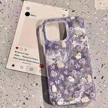 1个新款时尚冰川图案梦幻紫色花朵和兔子印花手机壳，兼容 11/12/12 Pro、13/14/15、13 Pro/14 Pro/15 Pro、12 Pro Max/13 Pro Max/14 Pro Max/15 Pro Max、16、16 Pro、16 Pro Max、17、17 Pro、17 Pro Max，时尚保护壳，送给女朋友、闺蜜、情侣的独特礼物，生日礼物 - 彩色 - 查看 1