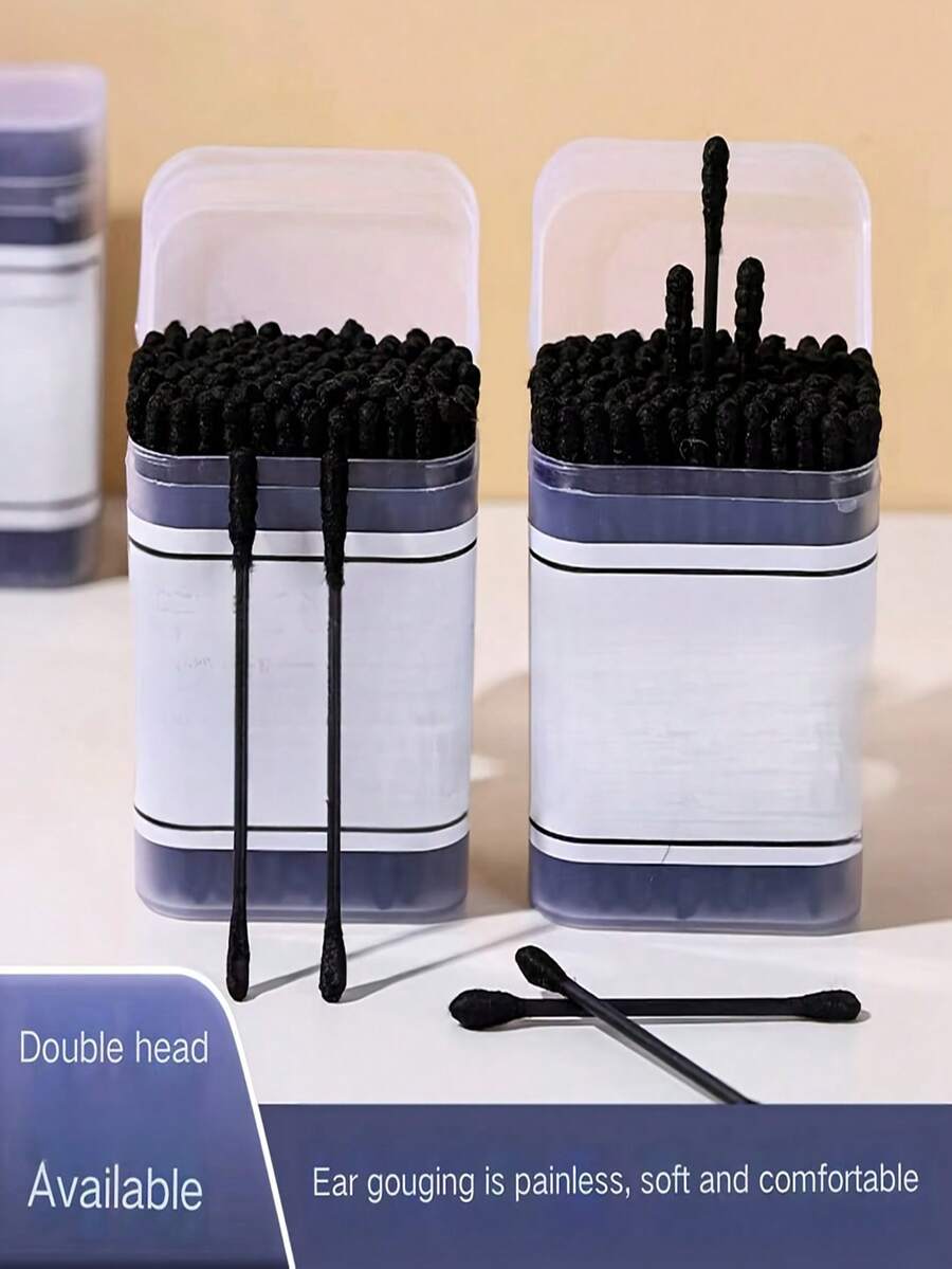 100支双头软耳勺，耳垢清除棉签 - 温和去除黑头和清洁，独立包装卫生耳勺，双头设计，高品质包装，日本个人护理工具，时尚容器，舒适握感 - 雙頭 - 查看 1