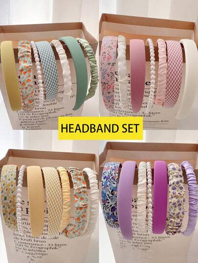 New Pearl Versatile Headband, Fabric Hairband Headwear Set For Women