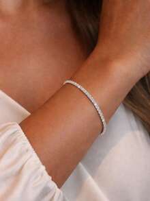 FOREVER QUEEN 1pc 925 Sterling Silver Adjustable Starry Sky Bracelet, Fashion Jewelry Gift For Women & Girls, Wedding Party - Silver - View 1