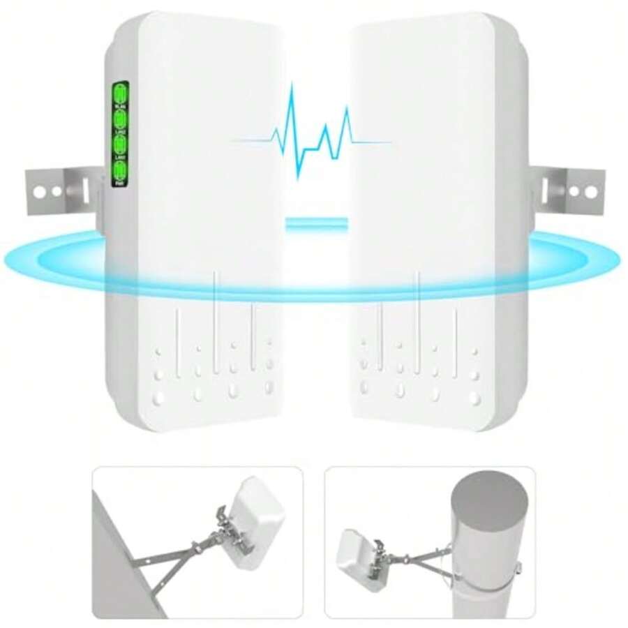 Puente inalámbrico de punto a punto para exteriores con soporte para Starlink Internet 2 KM 5.8G Red WiFi Puentes Extender Punto de Acceso CPE con Antena 14DBi 2 Puerto LAN de 100 Mbps Inyector PoE - como en la foto - Ver 1