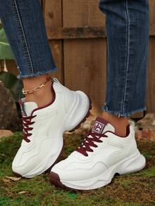 女式厚底运动鞋，2025年新品，秋季厚底休闲舒适运动鞋 - 紅色 - 查看 6